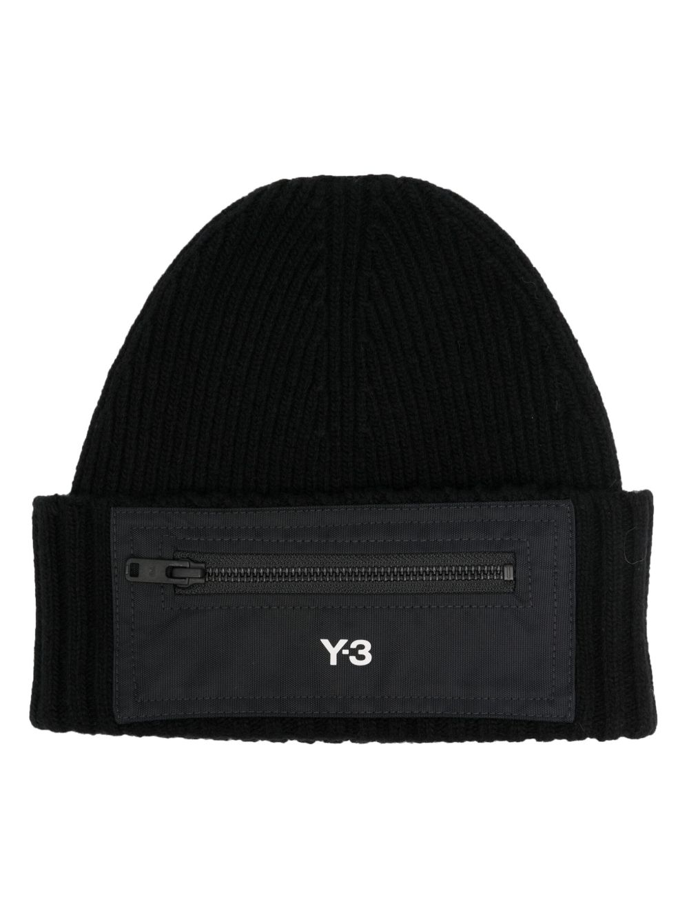 Y-3 logo印花羊毛套头帽 - 黑色