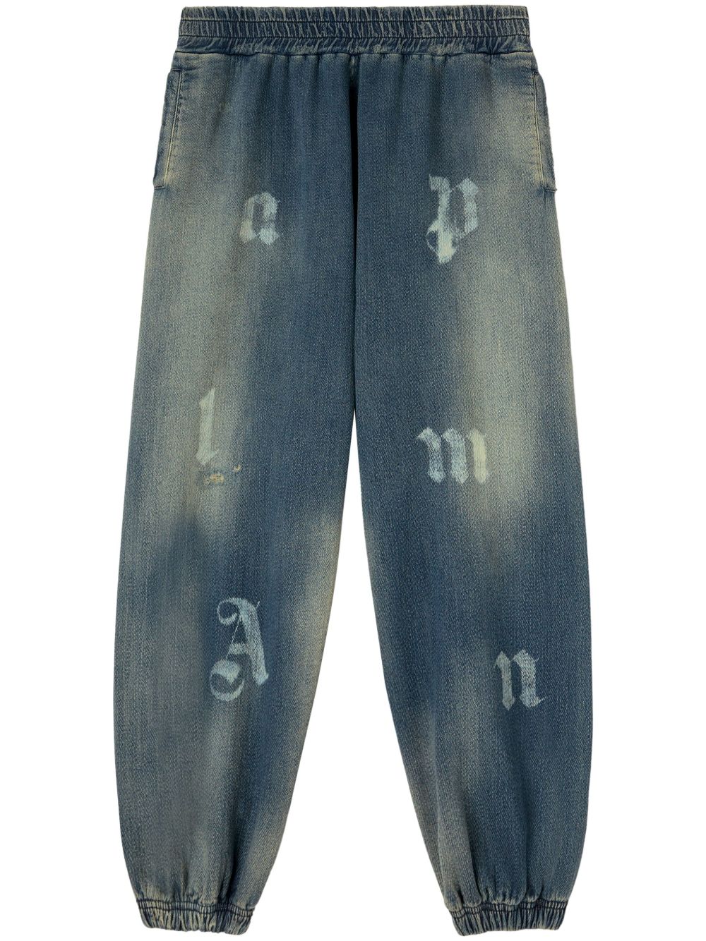 Palm Angels logo印花水洗牛仔裤 - 蓝色