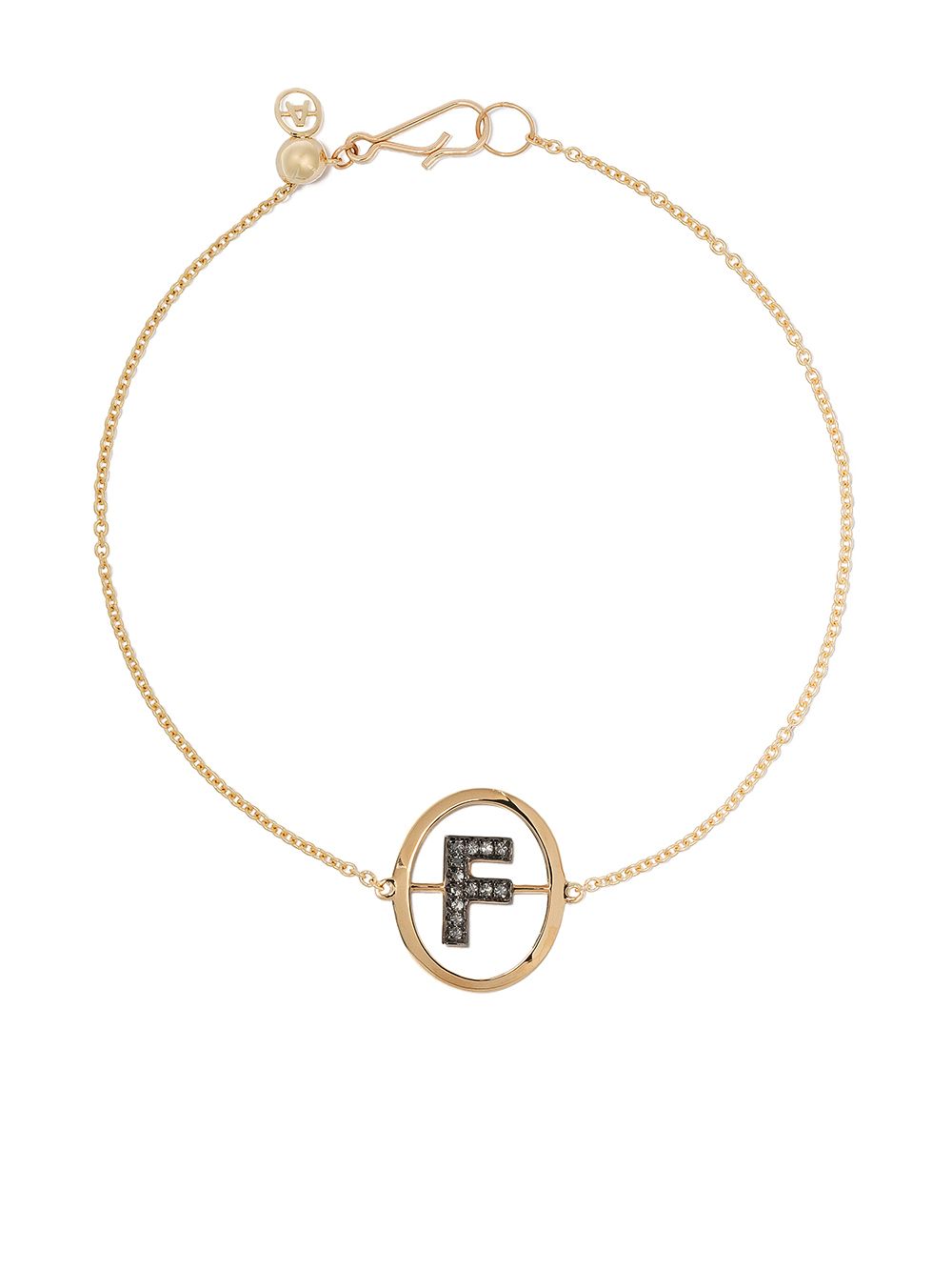Annoushka F 字母吊饰18K黄金钻石镶嵌手链 - 金色