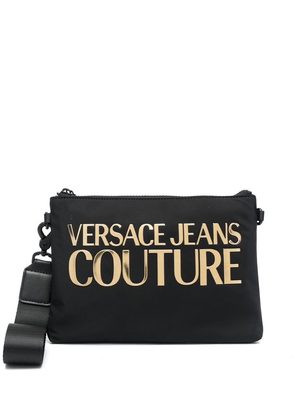 Versace Jeans Couture logo印花手拿包 - 黑色