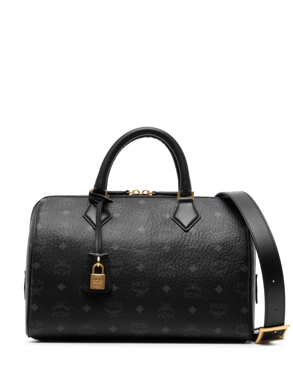 MCM Ella Visetos 中号斜挎包 - 黑色