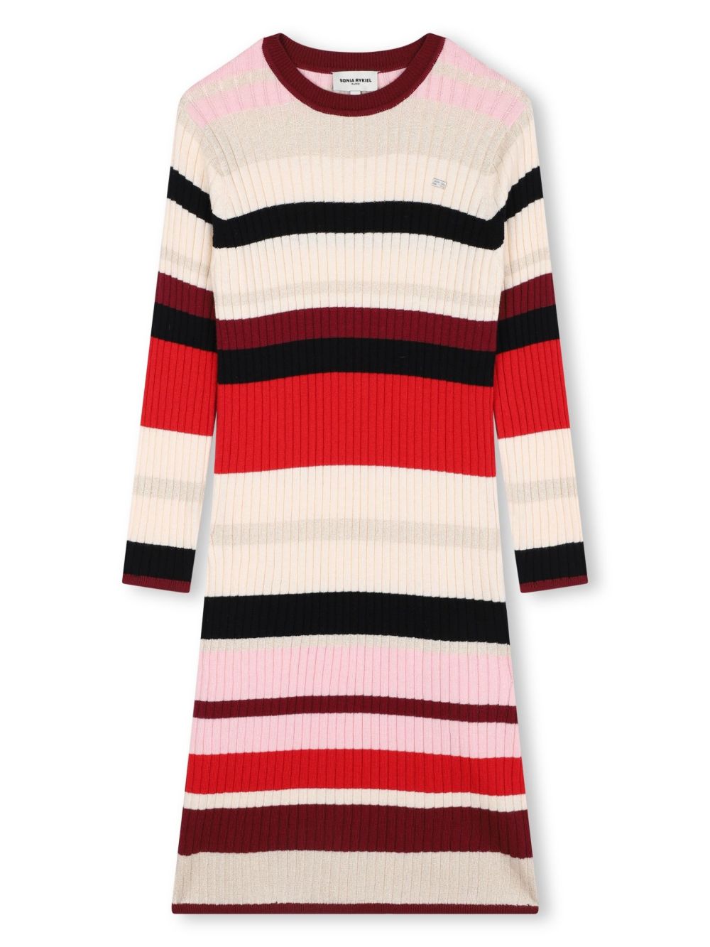 SONIA RYKIEL ENFANT 条纹针织连衣裙 - 红色