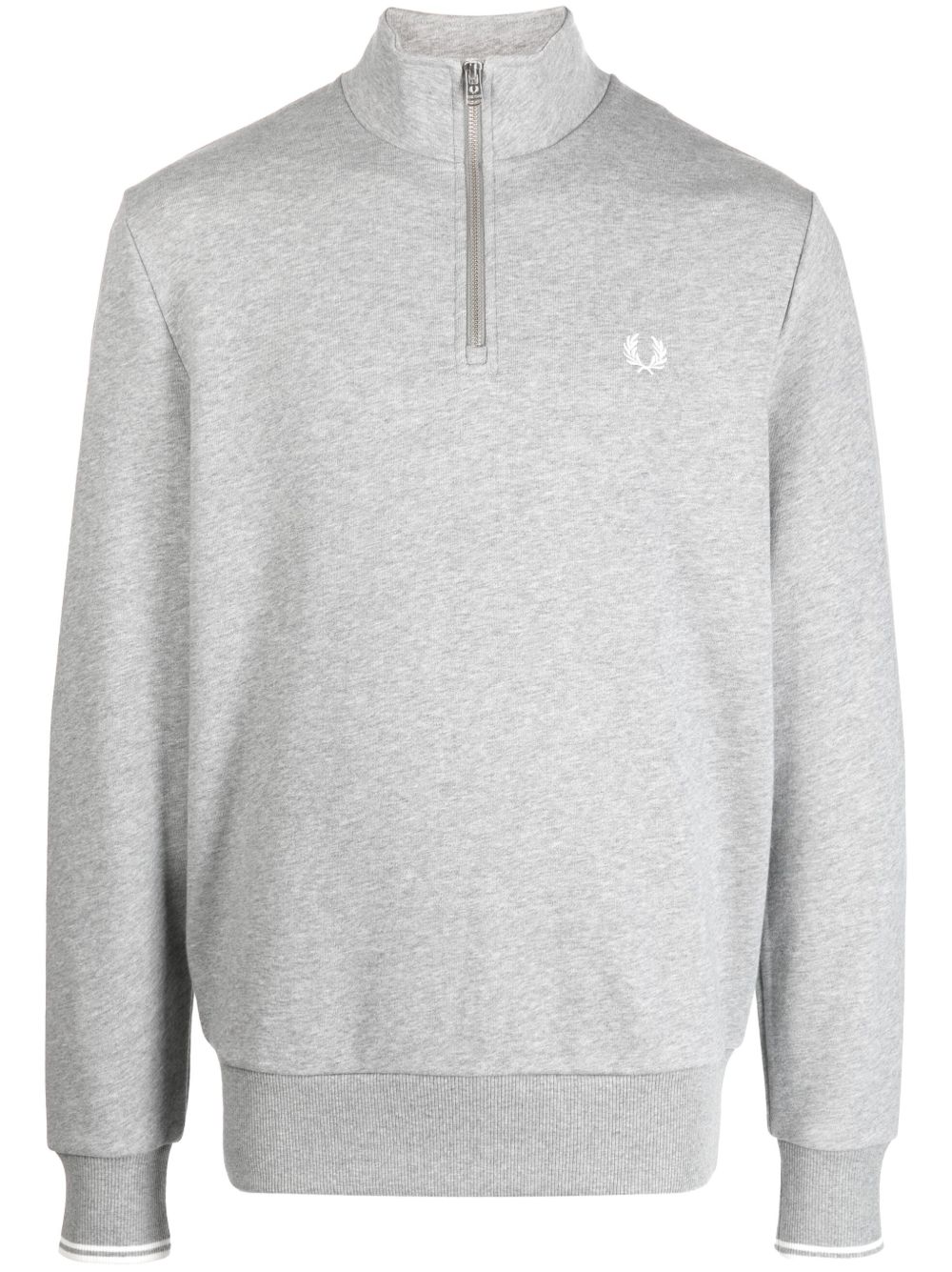 Fred Perry logo刺绣拉链卫衣 - 灰色