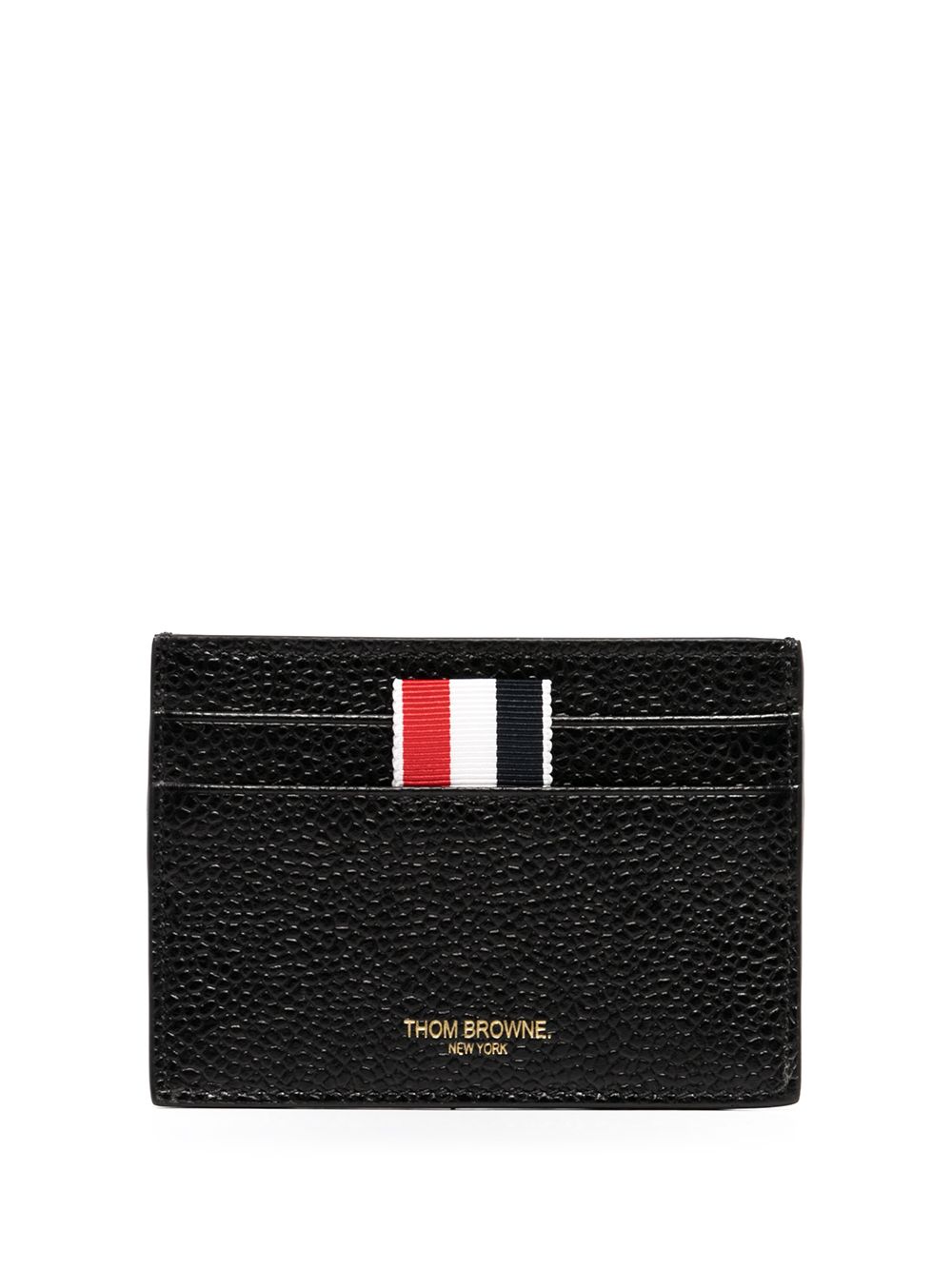 Thom Browne 罗缎标签皮质卡夹 - 黑色