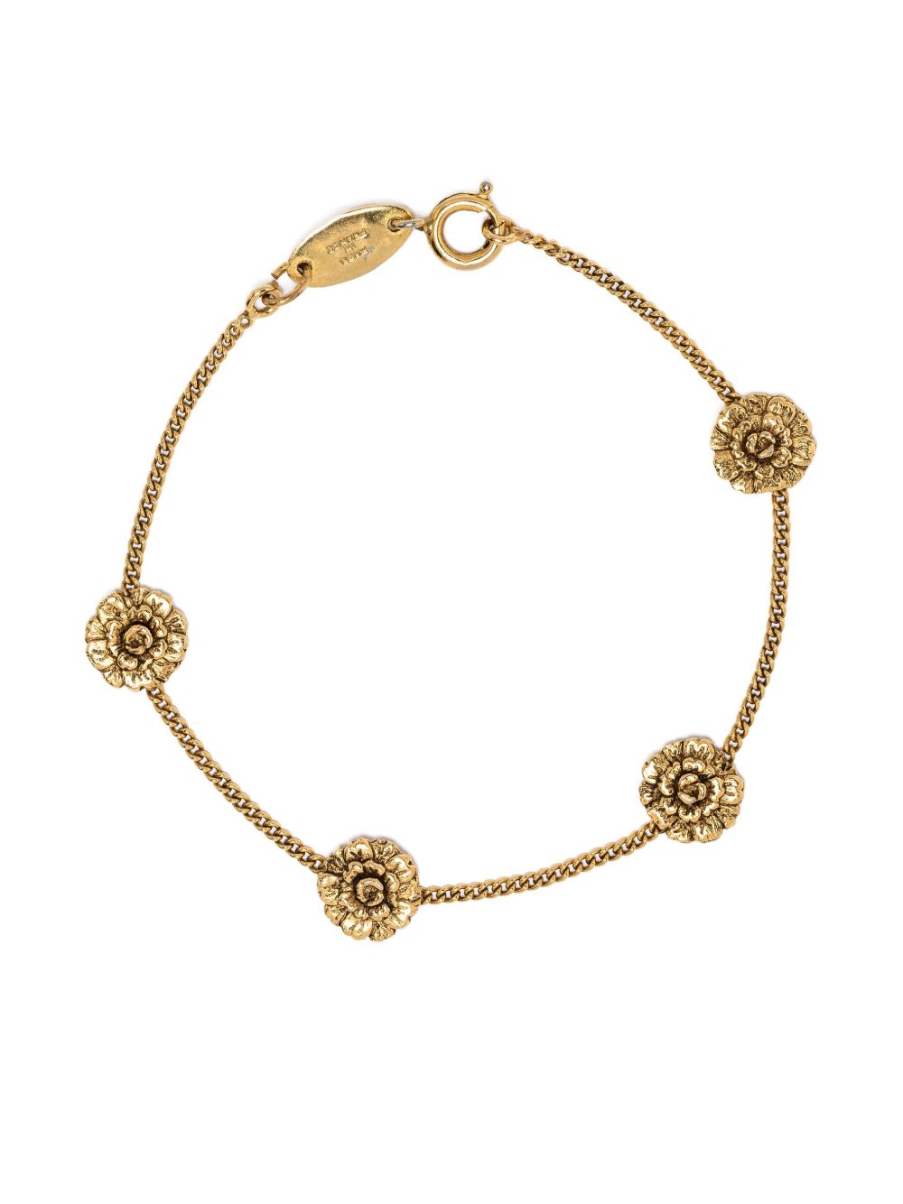 CHANEL Pre-Owned Camélia 花卉标牌手链（1982年代典藏款） - 金色