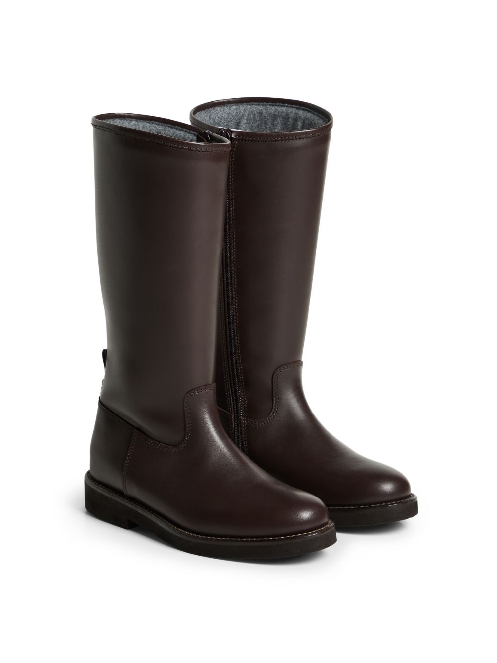 Brunello Cucinelli Kids 小牛皮马术靴 - 褐色