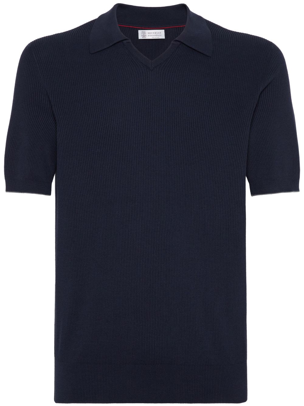 Brunello Cucinelli 罗纹针织polo领毛衣 - 蓝色