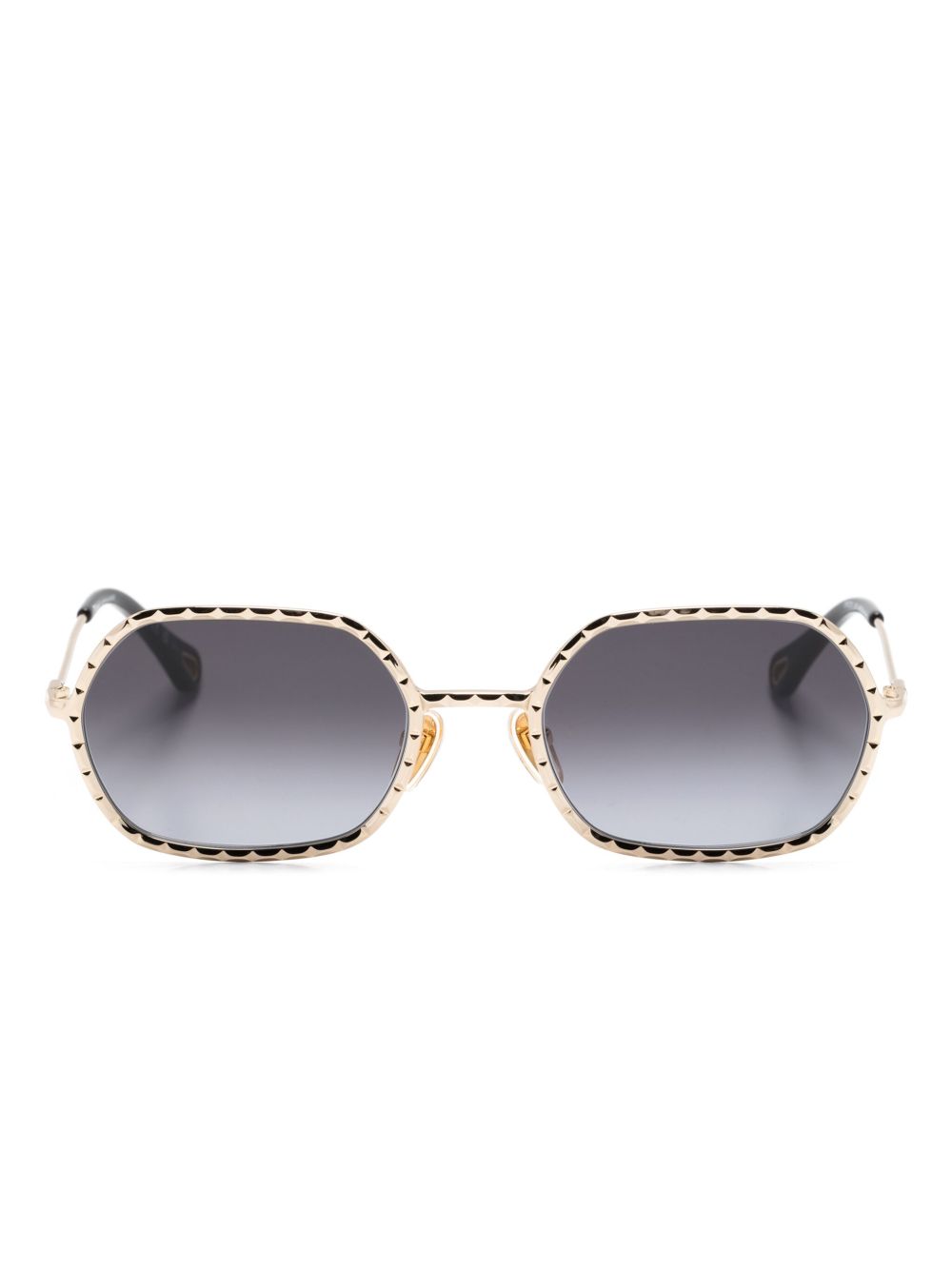 Chloé Eyewear 长方形框太阳眼镜 - 金色