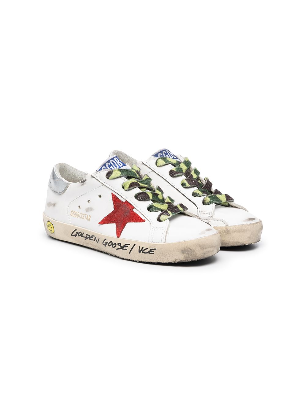 Golden Goose Kids 迷彩系带低帮板鞋 - 白色
