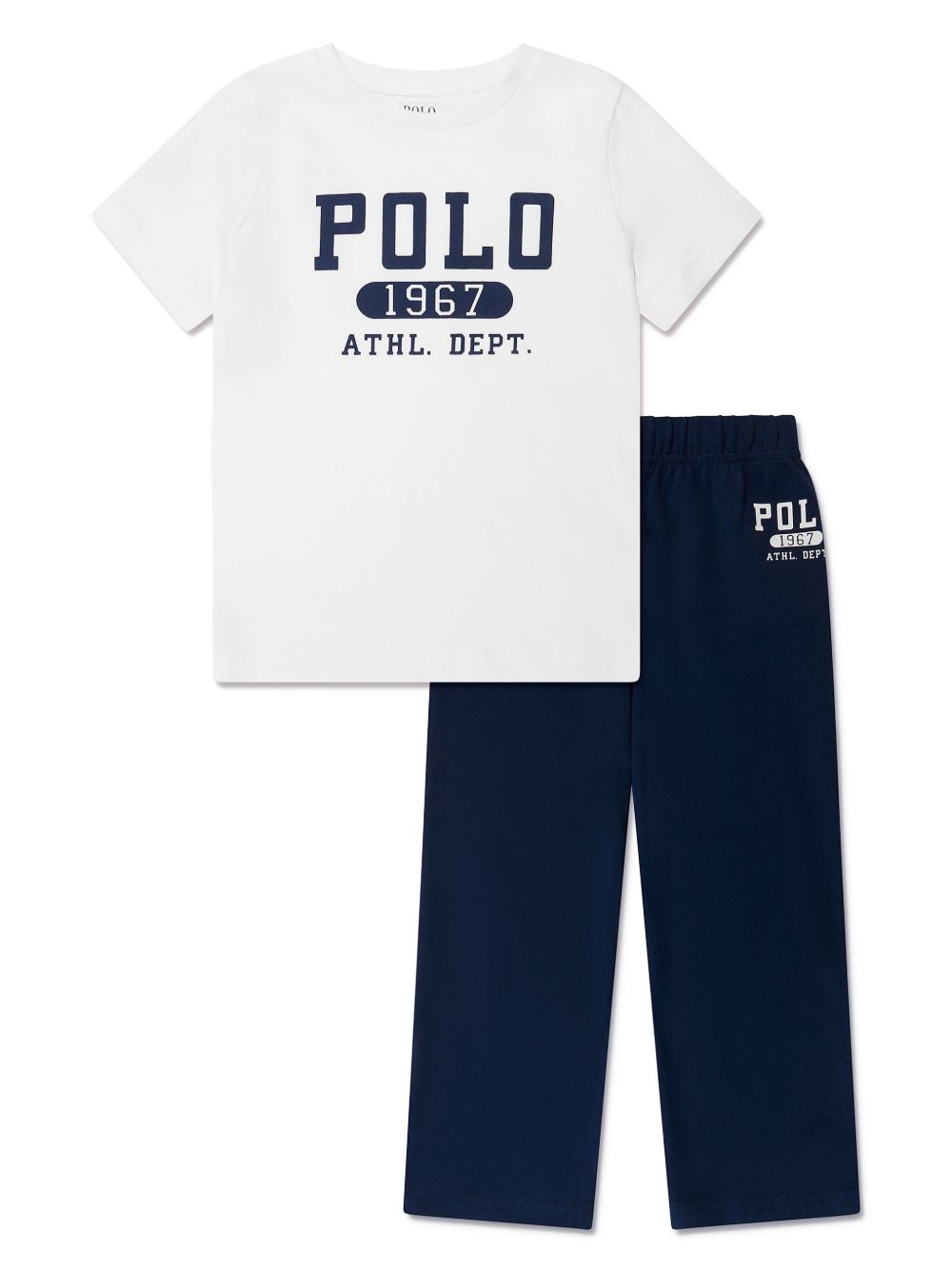 POLO RALPH LAUREN KIDS logo印花棉睡衣套装 - 蓝色