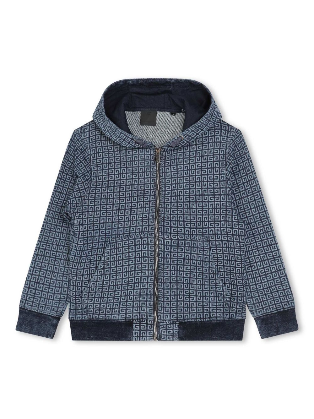 Givenchy Kids 4G 针织拉链连帽衫 - 蓝色