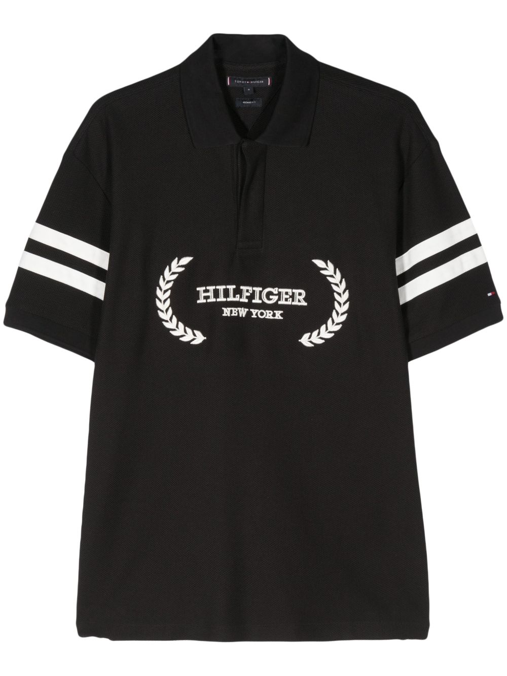 Tommy Hilfiger Monotype Stripe 棉polo衫 - 黑色