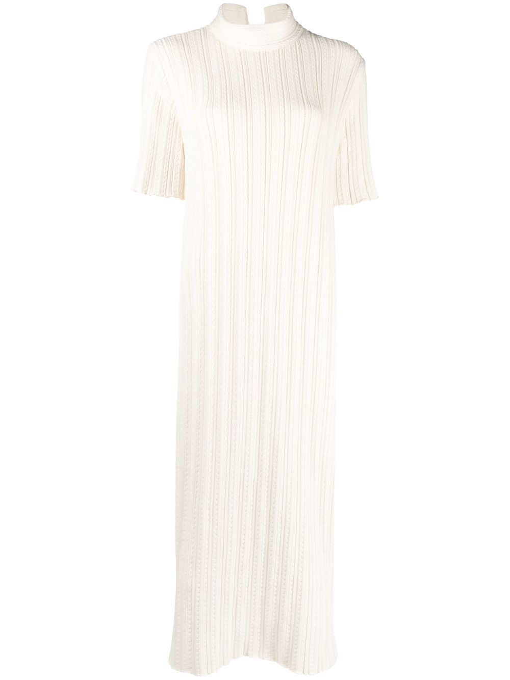 Jil Sander 罗纹针织短袖连衣裙 - 中性色