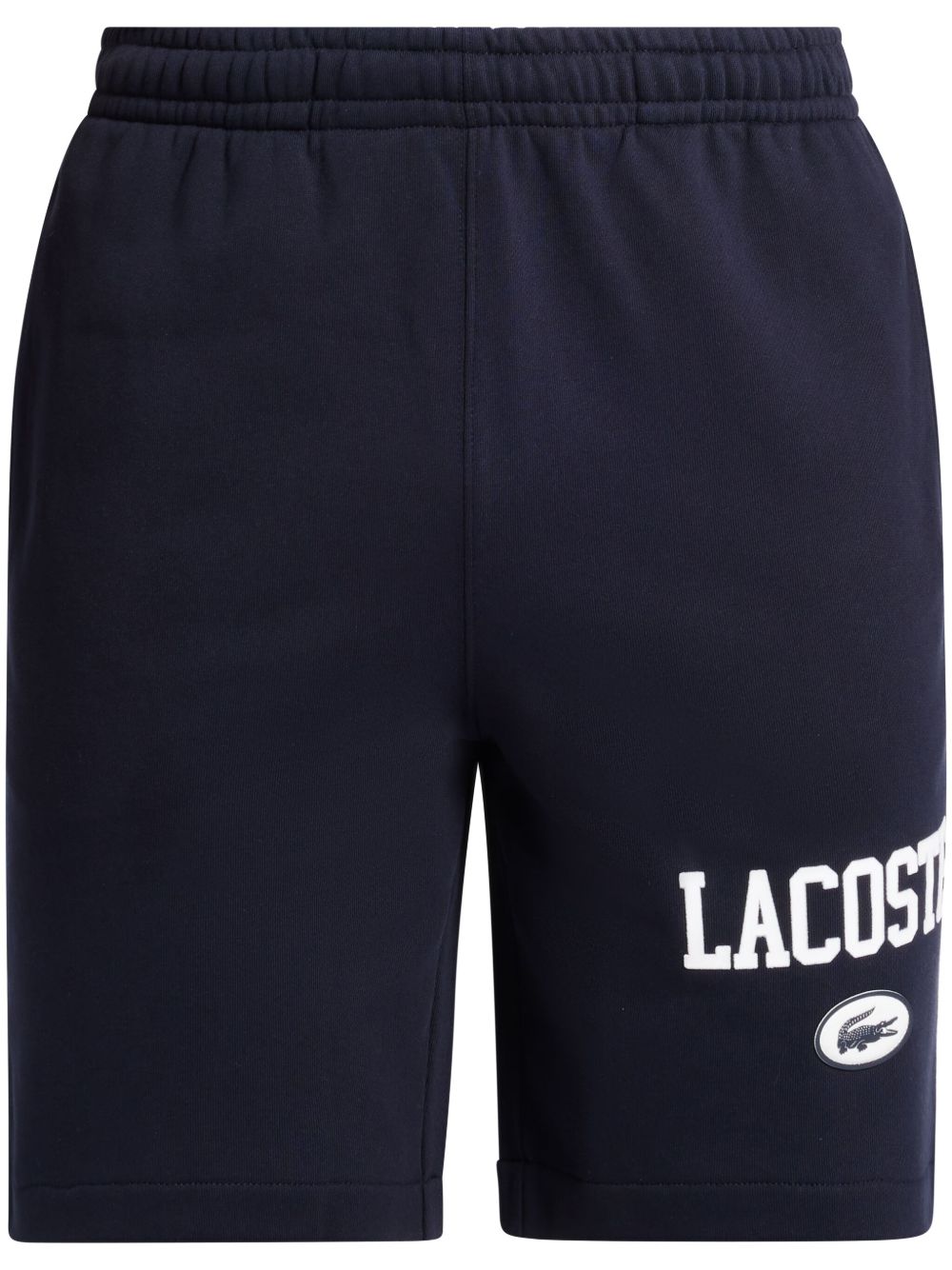Lacoste logo印花棉短裤 - 蓝色