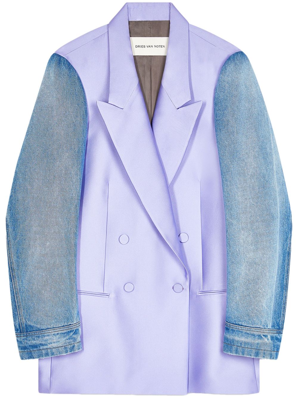 DRIES VAN NOTEN 牛仔袖搭扣西装夹克 - 紫色