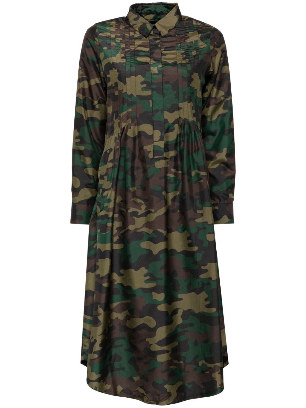 Cynthia Rowley Taffeta 车缝褶衬衫裙 - 绿色