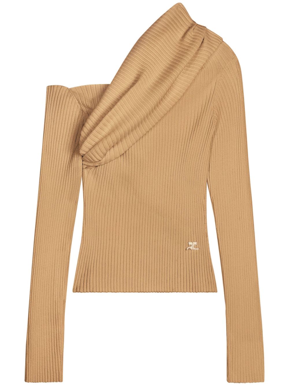 Courrèges logo刺绣针织毛衣 - 褐色