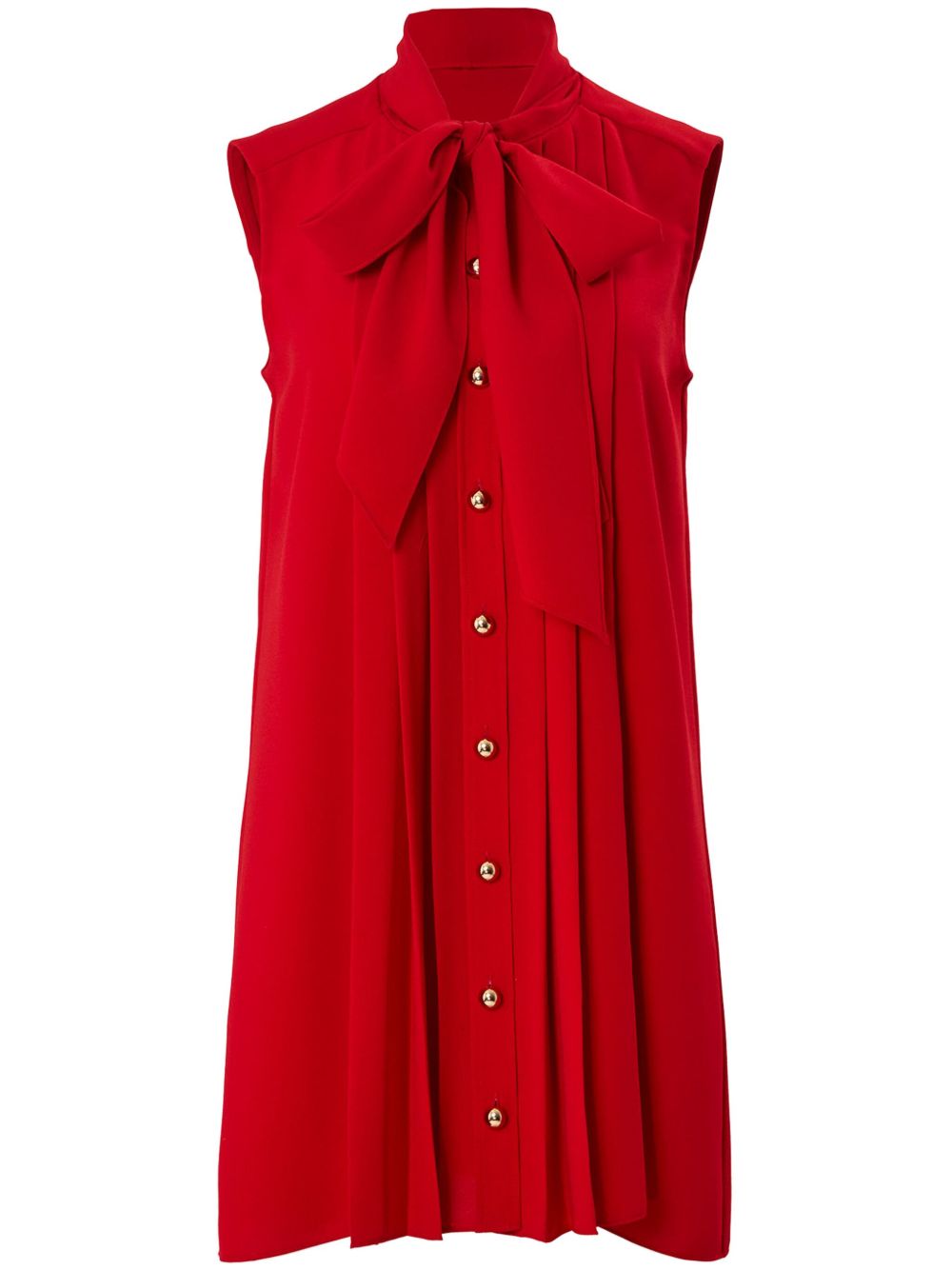 Carolina Herrera 车缝褶系带领迷你连衣裙 - 红色