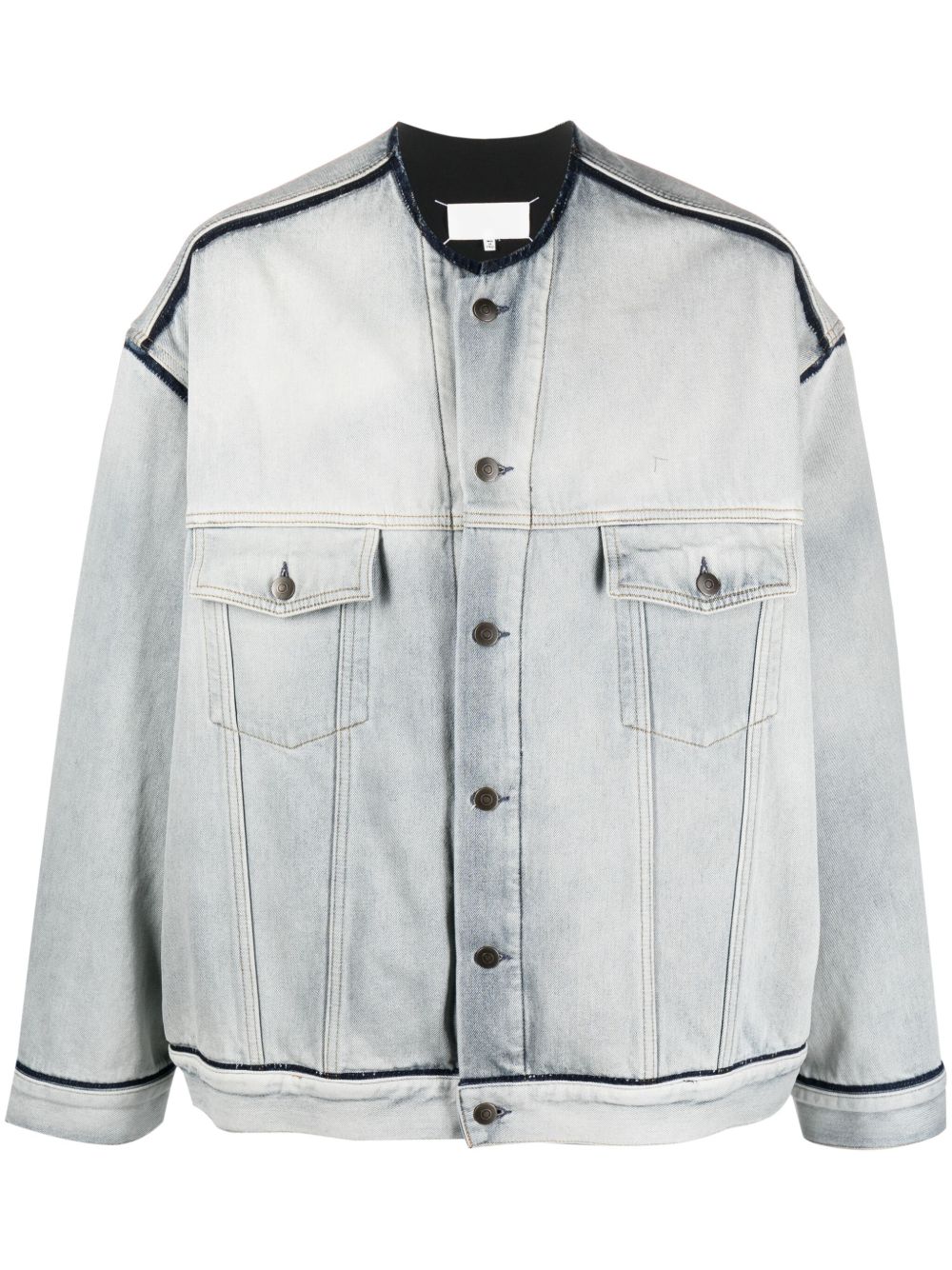 Maison Margiela 四缝饰磨损边牛仔夹克 - 蓝色