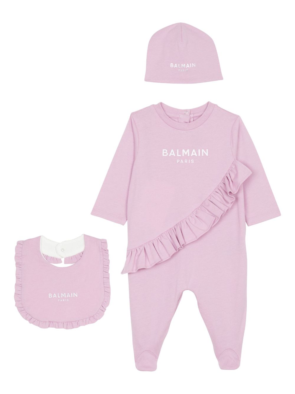Balmain Kids logo印花连体衣套装 - 粉色