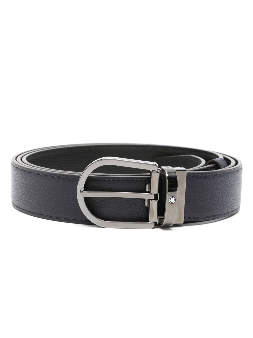 Montblanc Horseshoe 扣环皮质腰带 - 蓝色