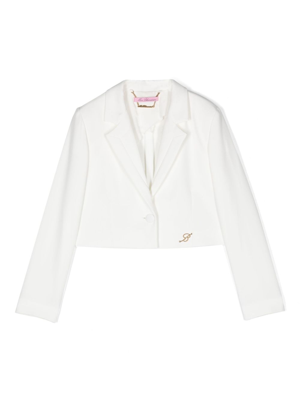Miss Blumarine logo标牌绉纱西装夹克 - 白色