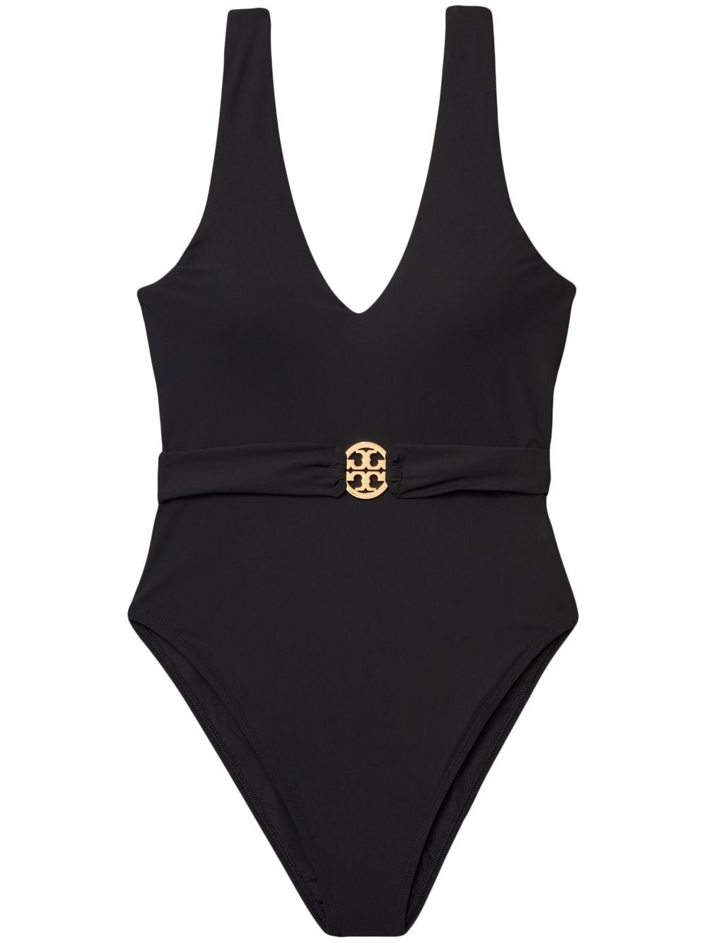 Tory Burch Miller 深V领连体泳衣 - 黑色