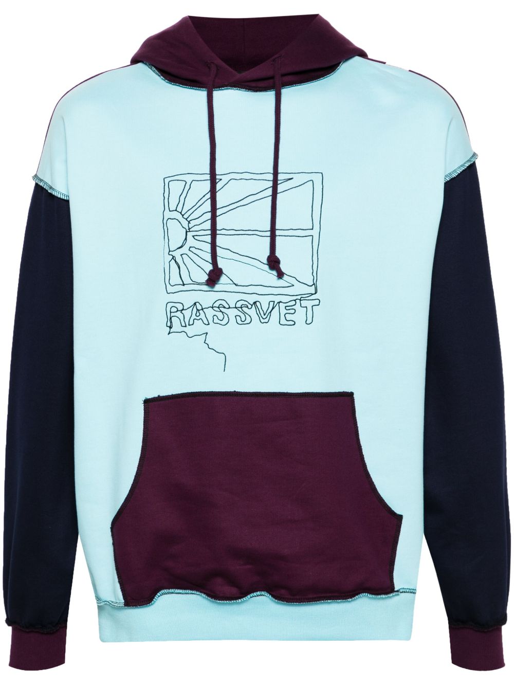 RASSVET logo刺绣棉连帽衫 - 蓝色