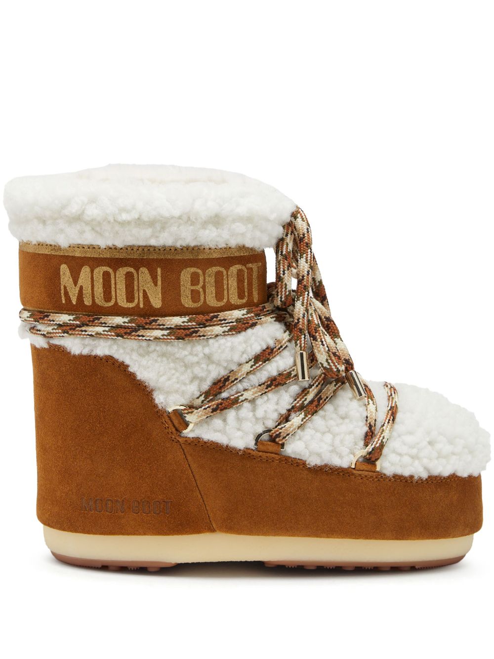 Moon Boot 皮毛一体系带短靴 - 褐色
