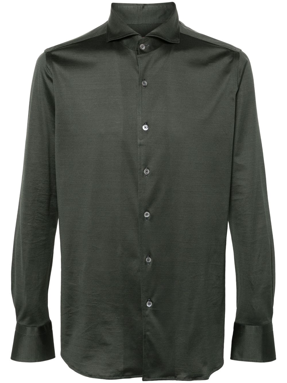Canali 经典棉衬衫 - 绿色