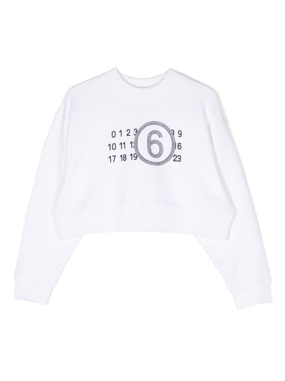 MM6 Maison Margiela Kids 数字图案短款卫衣 - 白色