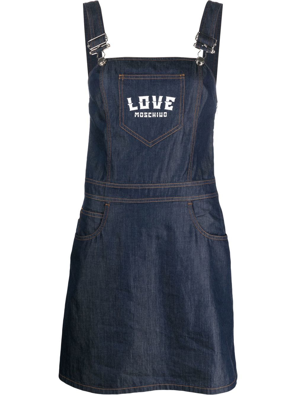 Love Moschino logo印花连衣裙 - 蓝色