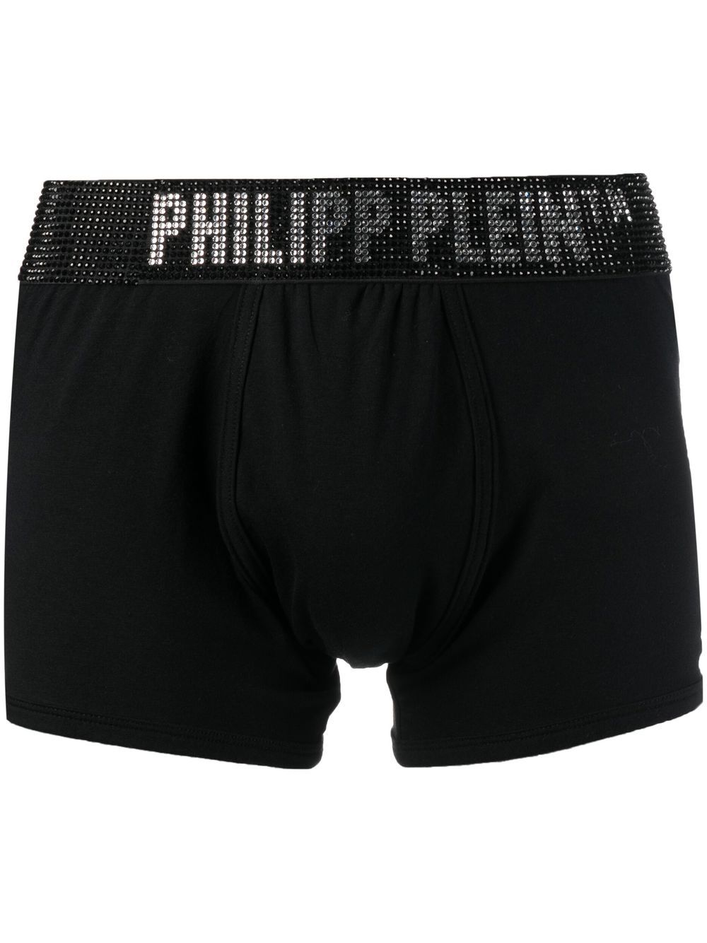 Philipp Plein Stones 水钻logo四角裤 - 黑色