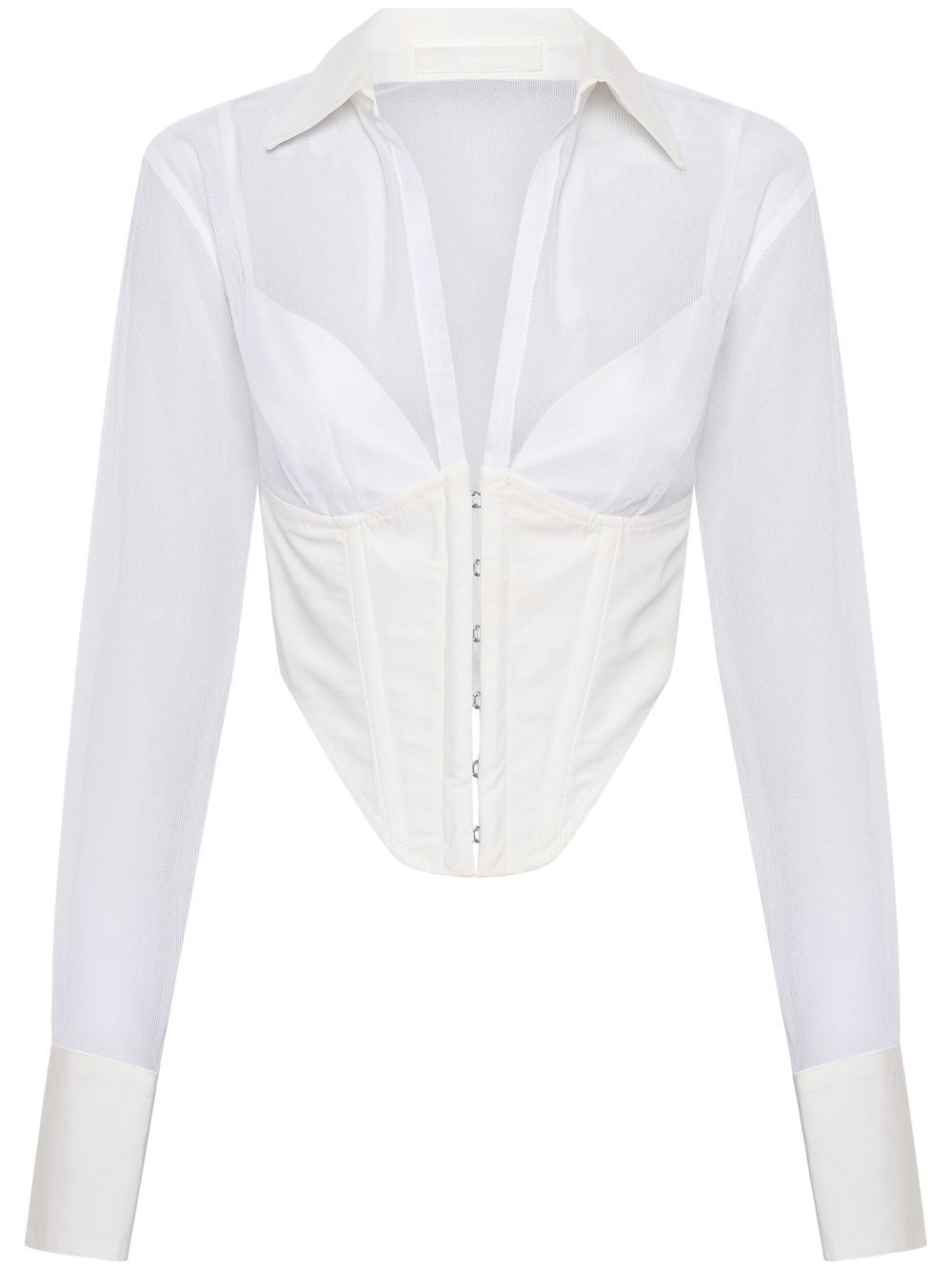 Dion Lee Grid 半透明紧身胸衣式衬衫 - 白色