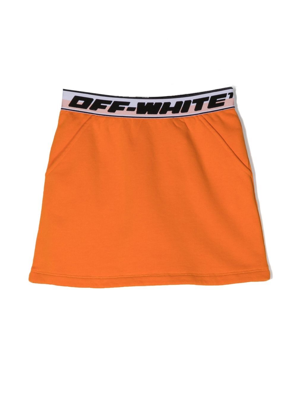 Off-White Kids logo腰边棉半身裙 - 橘色
