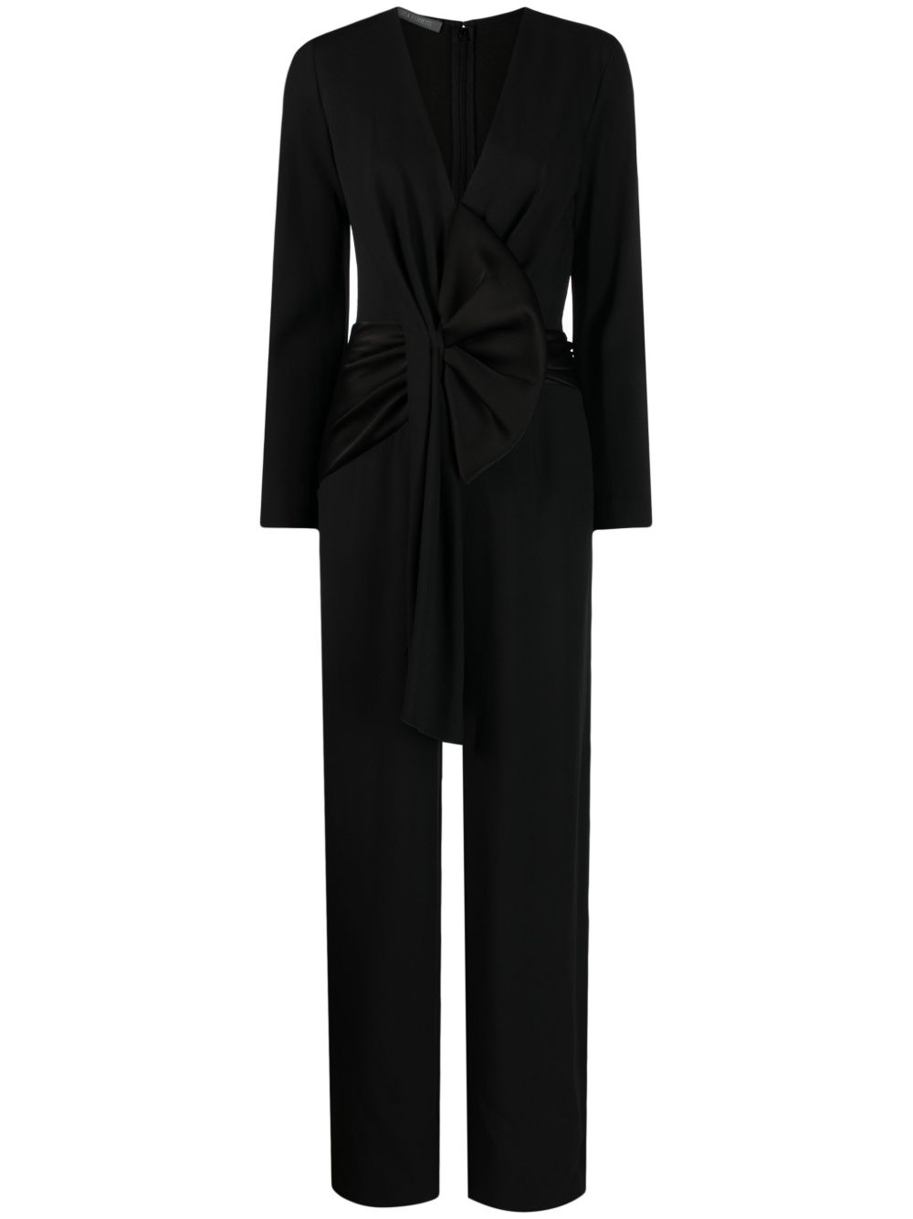 Alberta Ferretti Enver 蝴蝶结细节缎面连体长裤 - 黑色