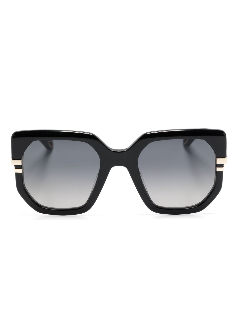 Chloé Eyewear 超大镜框太阳眼镜 - 黑色