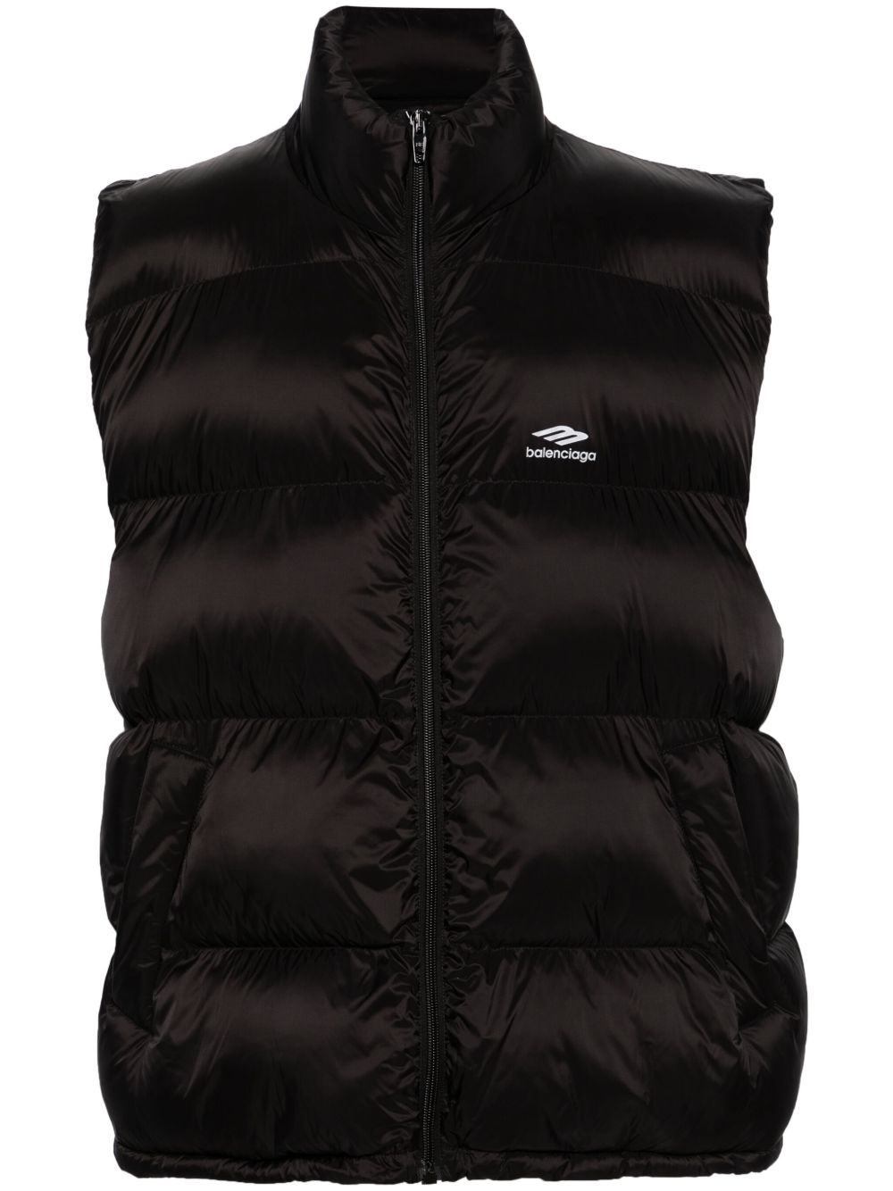 Balenciaga logo印花蓬松马甲 - 黑色