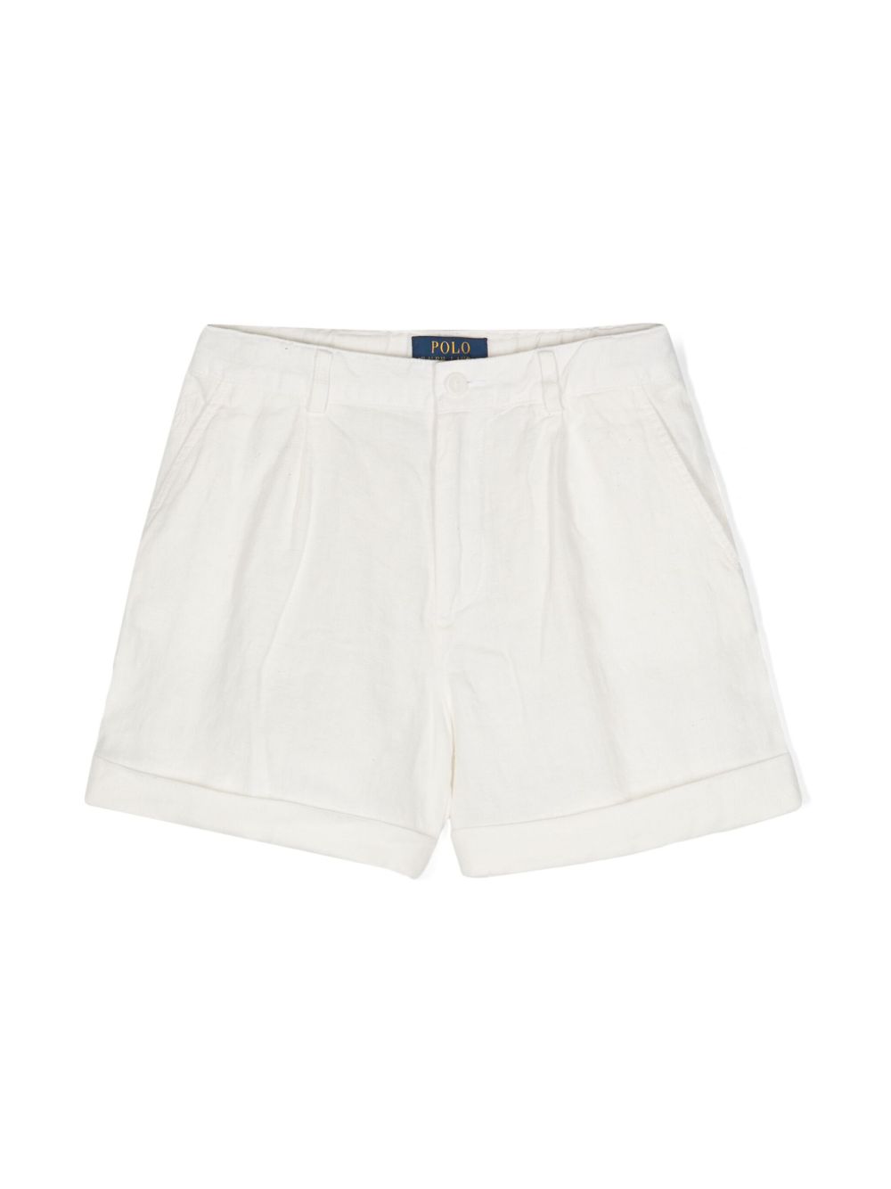 POLO RALPH LAUREN KIDS Polo Pony 刺绣亚麻短裤 - 白色
