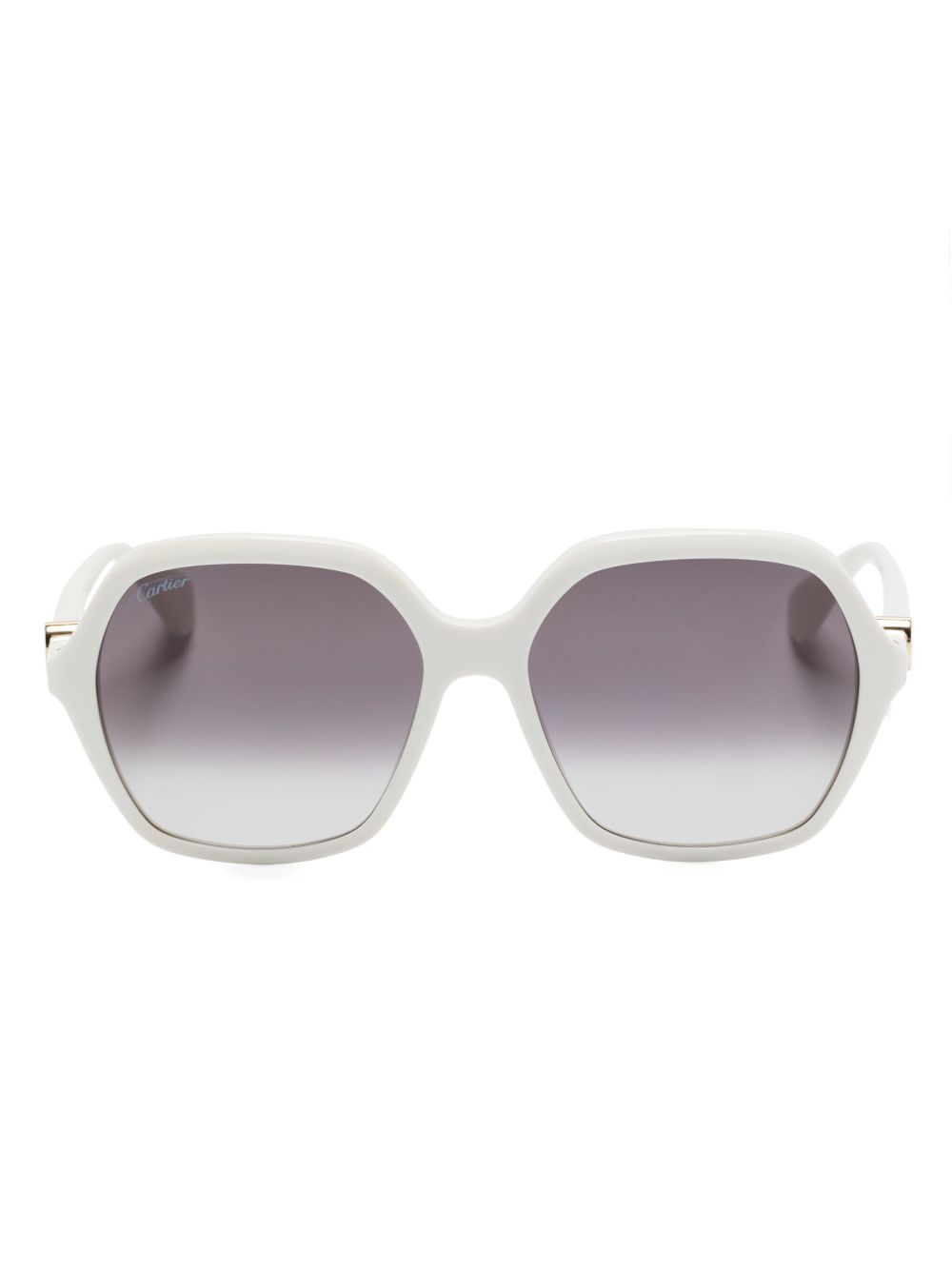 Cartier Eyewear 几何形镜框太阳眼镜 - 白色