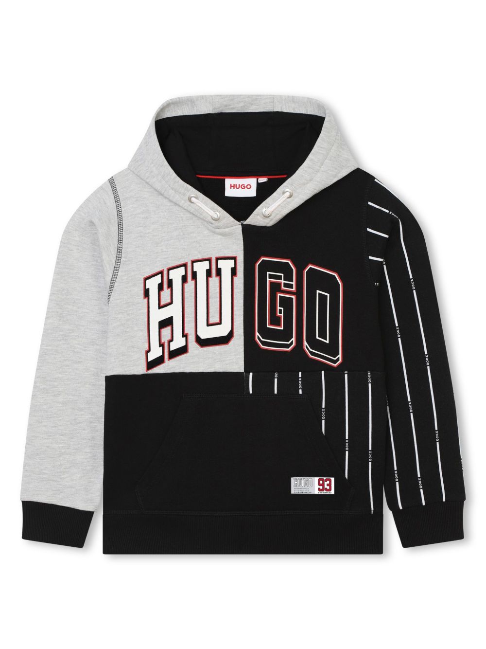 HUGO KIDS logo印花拼接连帽衫 - 灰色