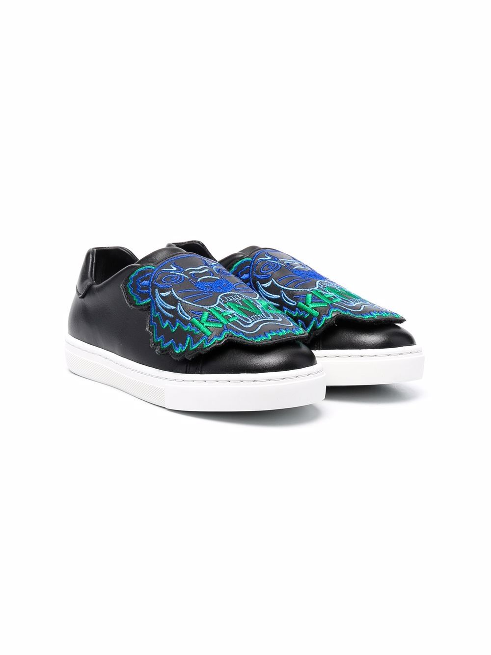 Kenzo Kids Tiger logo套穿式运动鞋 - 黑色