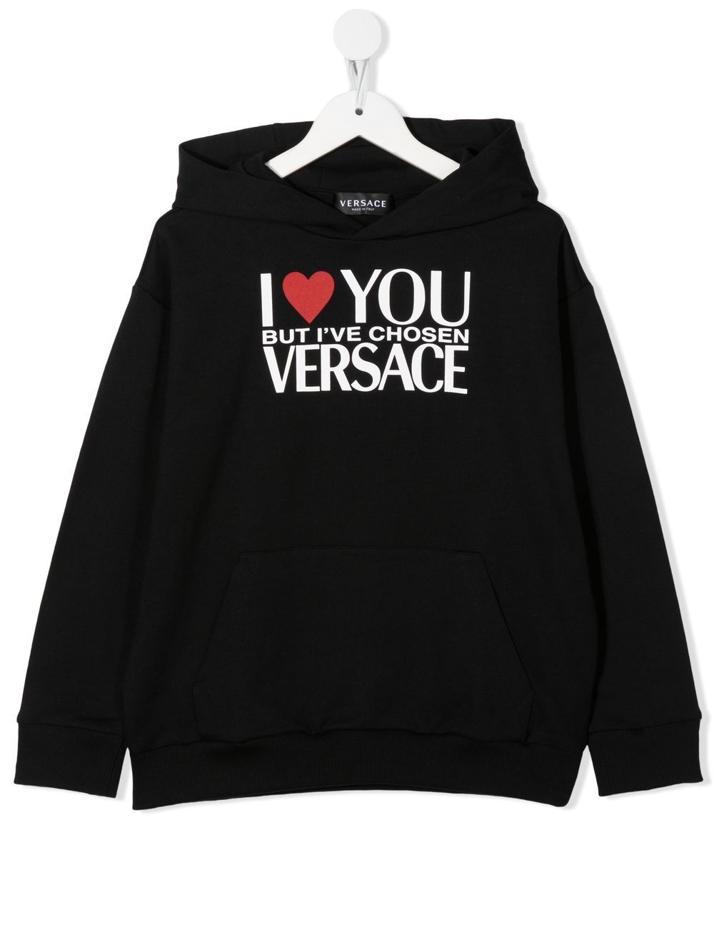 Versace Kids 范思哲 logo印花连帽衫 - 黑色