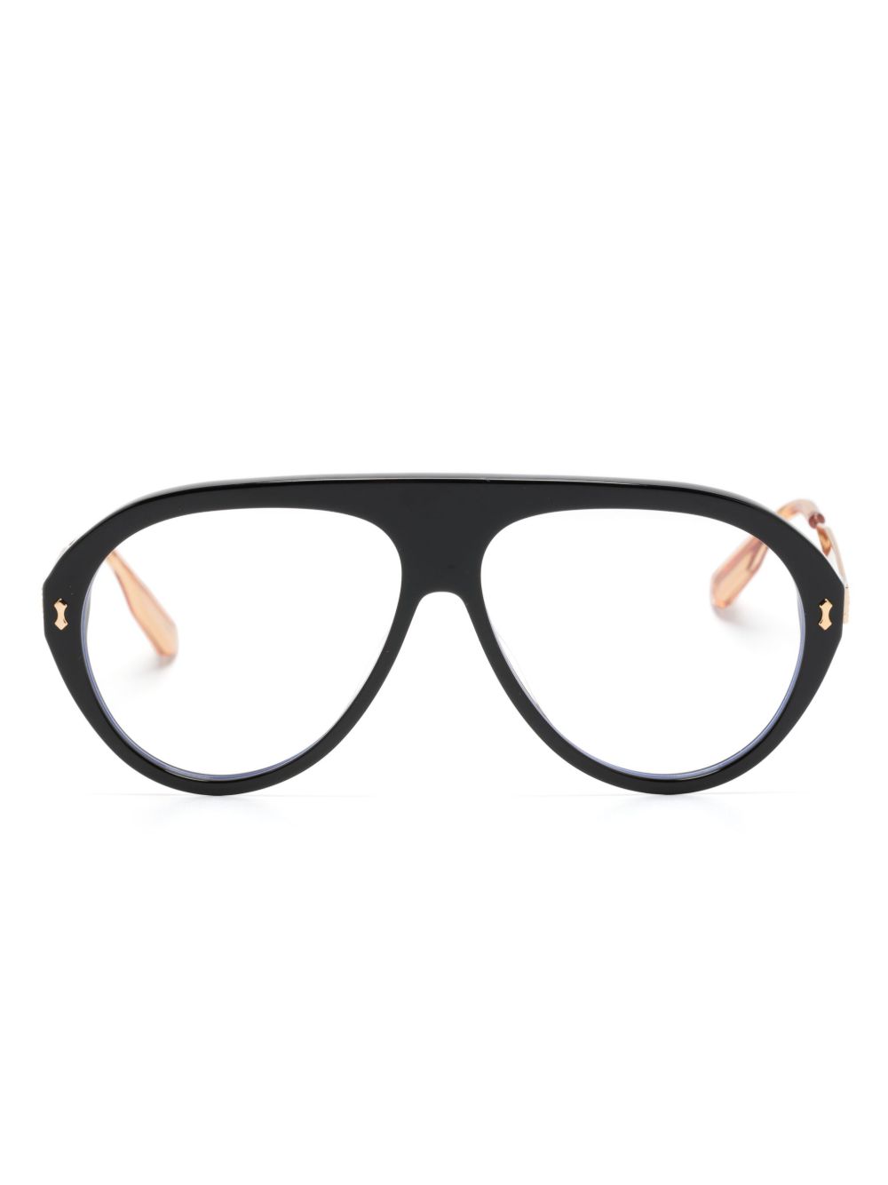 Gucci Eyewear 飞行员镜框眼镜 - 黑色