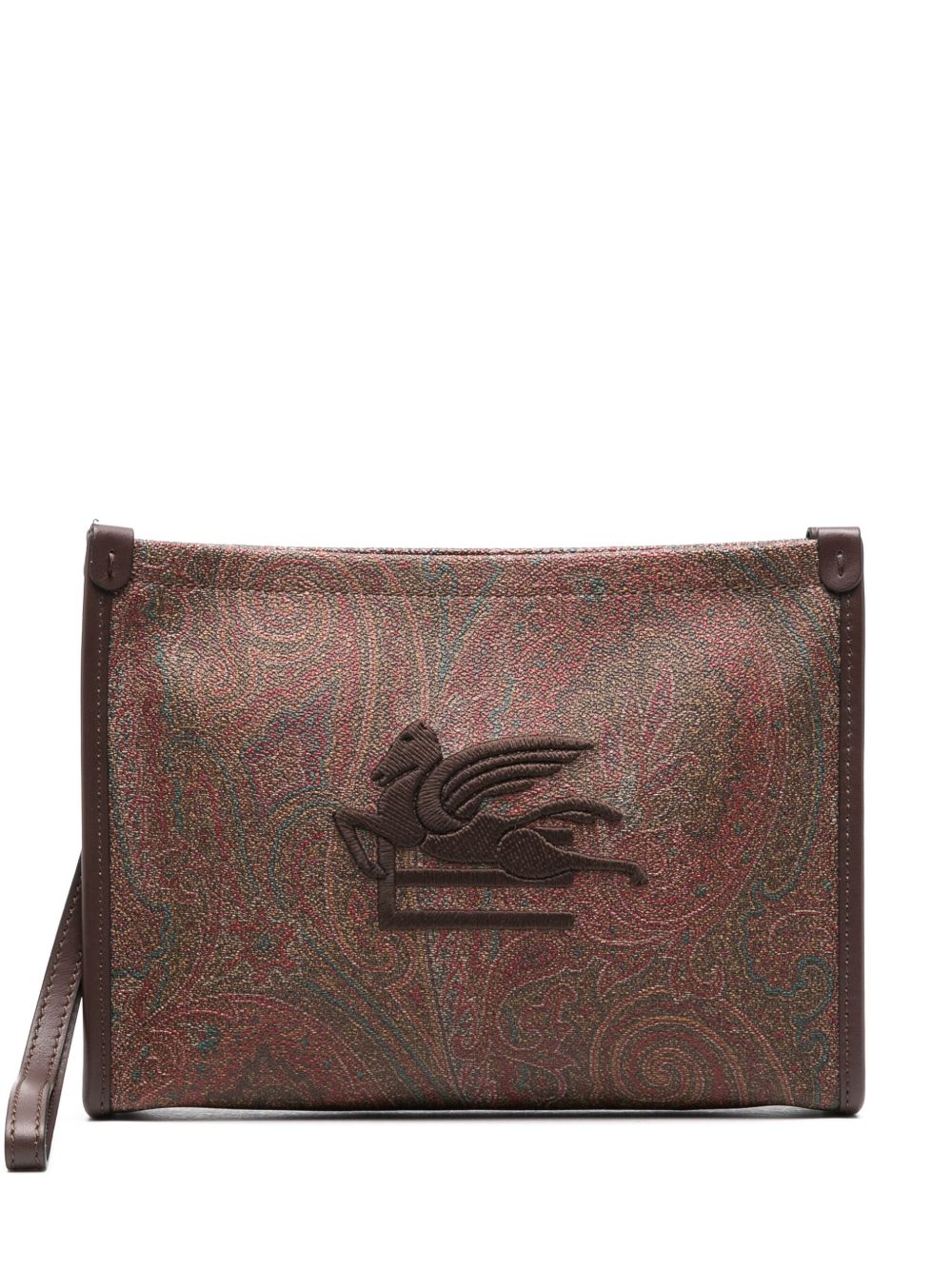 ETRO 佩斯理提花手拿包 - 褐色