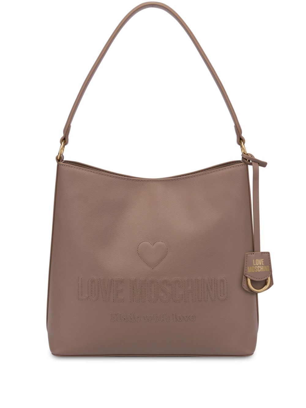 Love Moschino logo刺绣皮质托特包 - 褐色