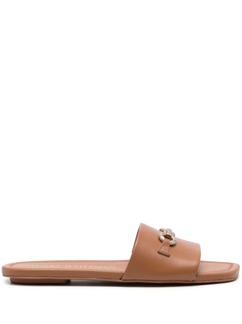 Stuart Weitzman logo马衔扣皮质拖鞋 - 中性色