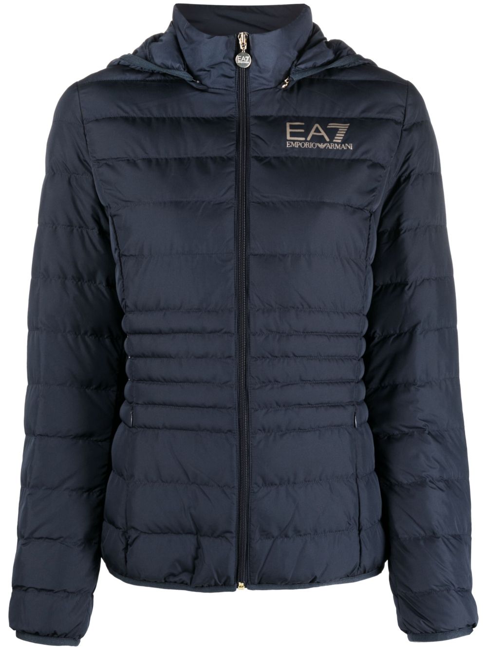 Ea7 Emporio Armani logo印花填充夹克 - 蓝色