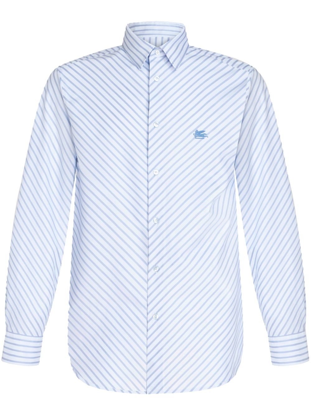 ETRO Pegaso 刺绣条纹衬衫 - 蓝色