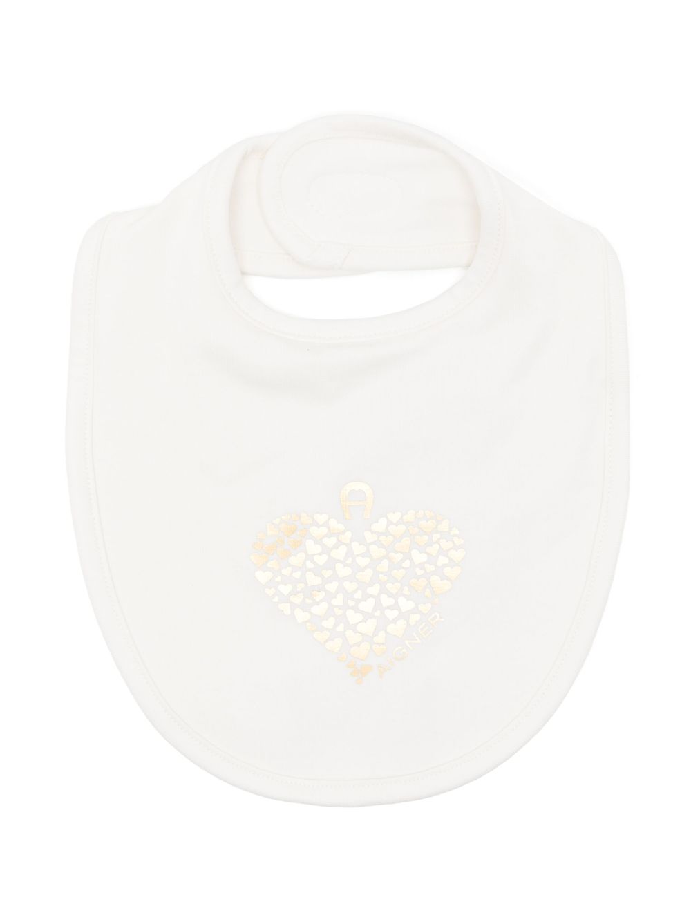 Aigner Kids 金属感爱心印花比马棉围兜 - 中性色